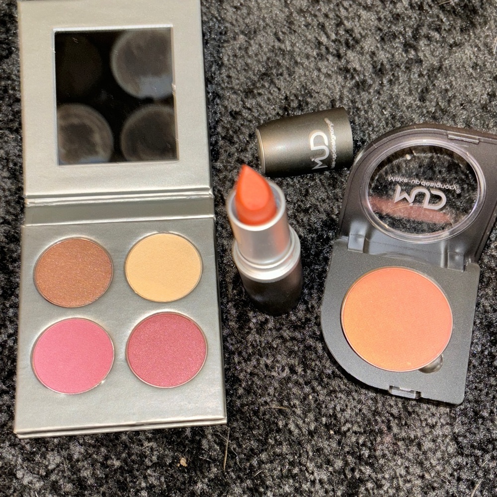 Makeup Set with Orange Lipstick and Pink Eyeshadow